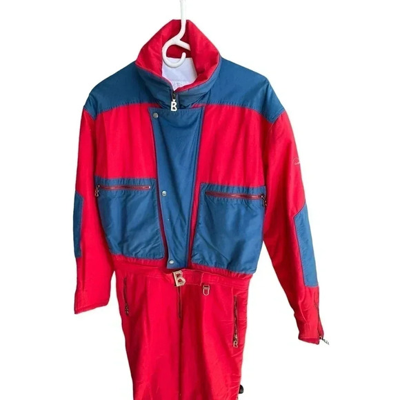 Bogner Red Navy Long Sleeve Front Zipper USA Made Snow Bunting Ski Suit Size 38 - Picture 9 of 12